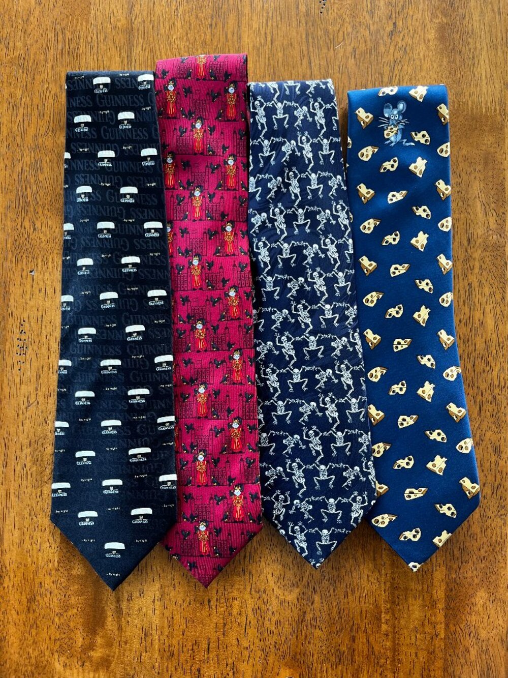 Silk Tie Bundle | Guinness, Beefeater, Mouse and Cheese, Skeleton (Halloween!)